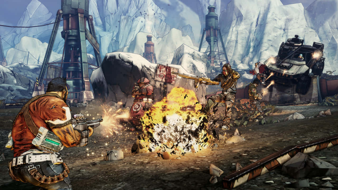 Borderlands2 Explosive Combat Scene Wallpaper