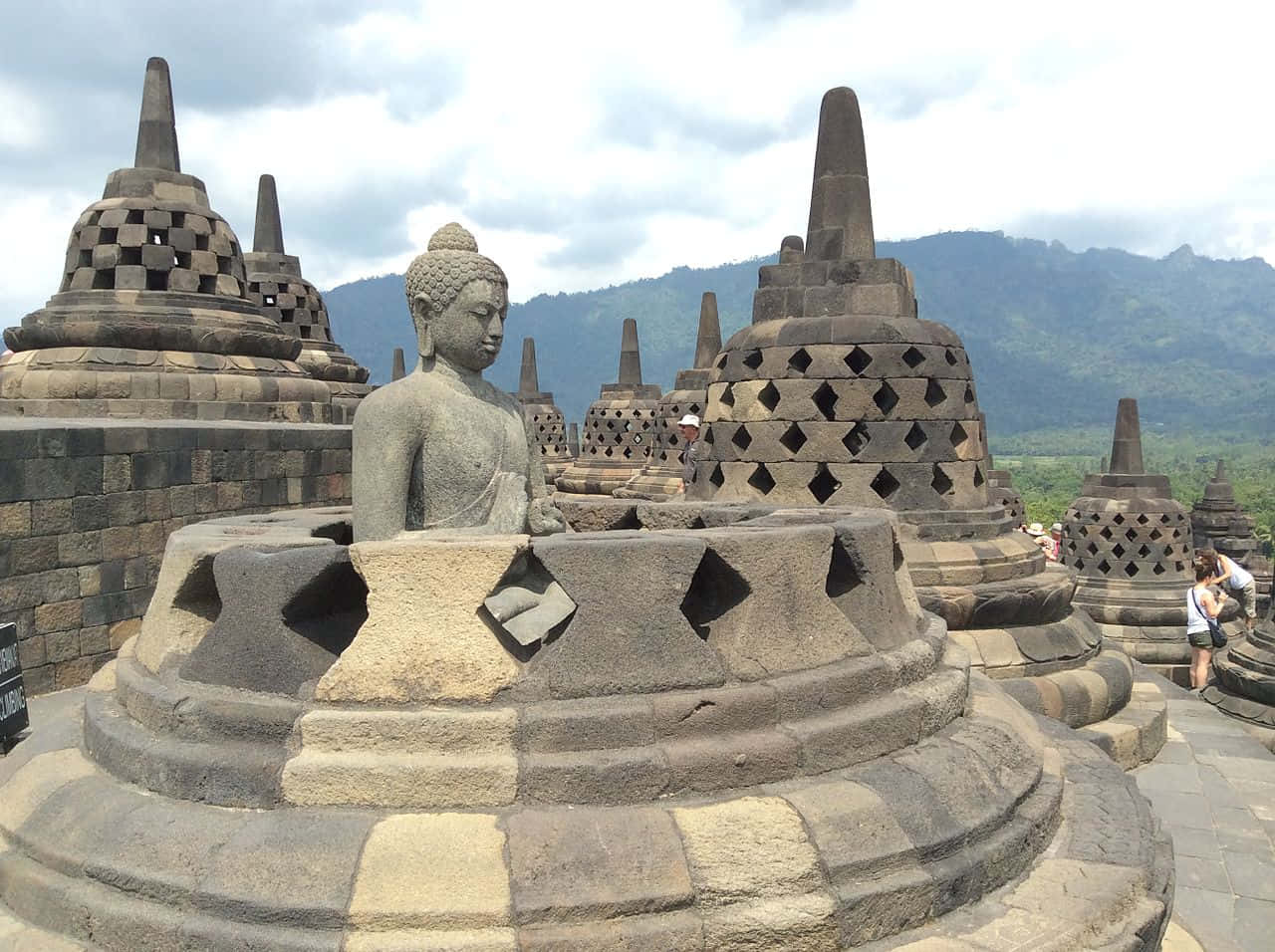 Borobudur Temple Misty Mountains Wallpaper