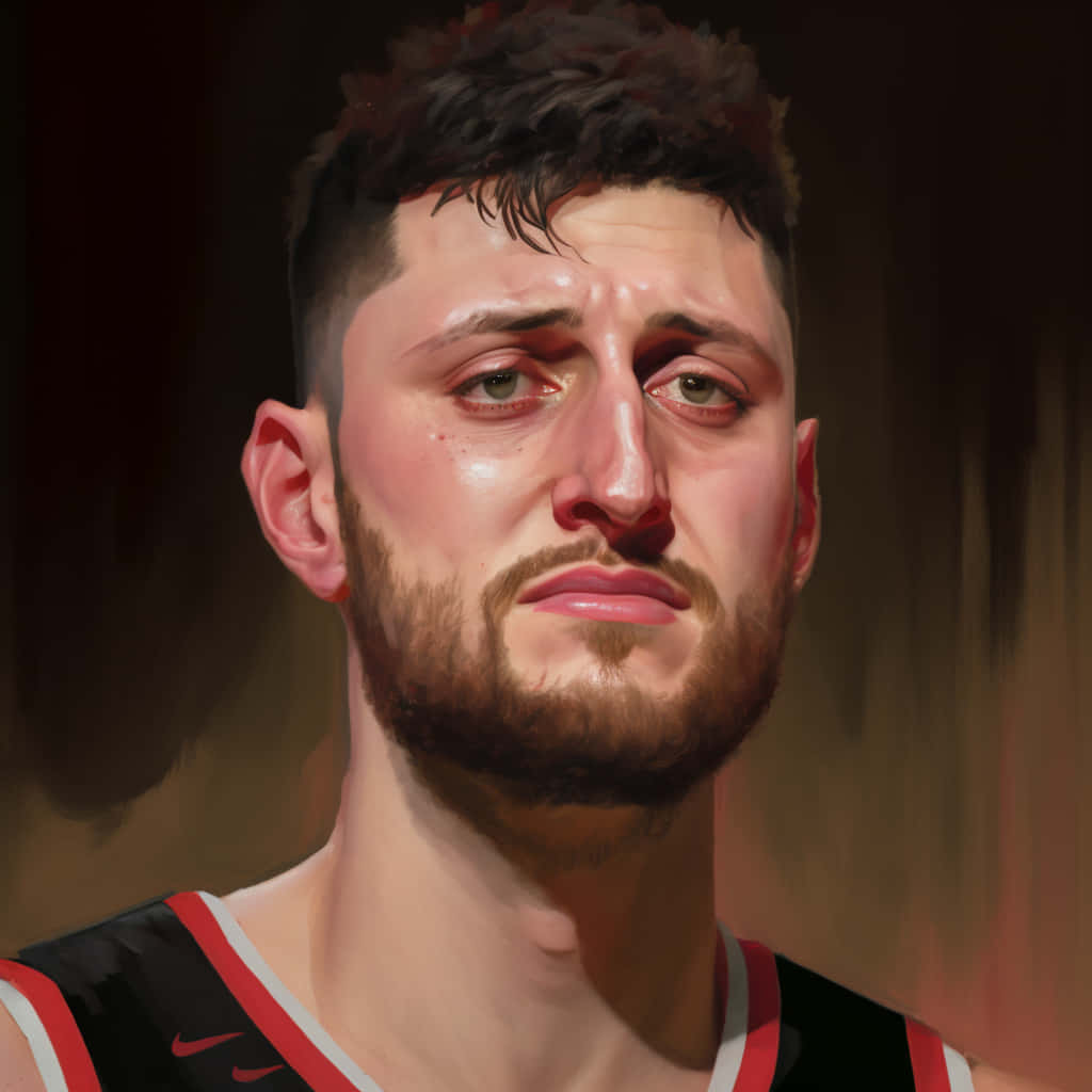 Bosnian Professional Basketball Player Jusuf Nurkic Digital Illustration Wallpaper