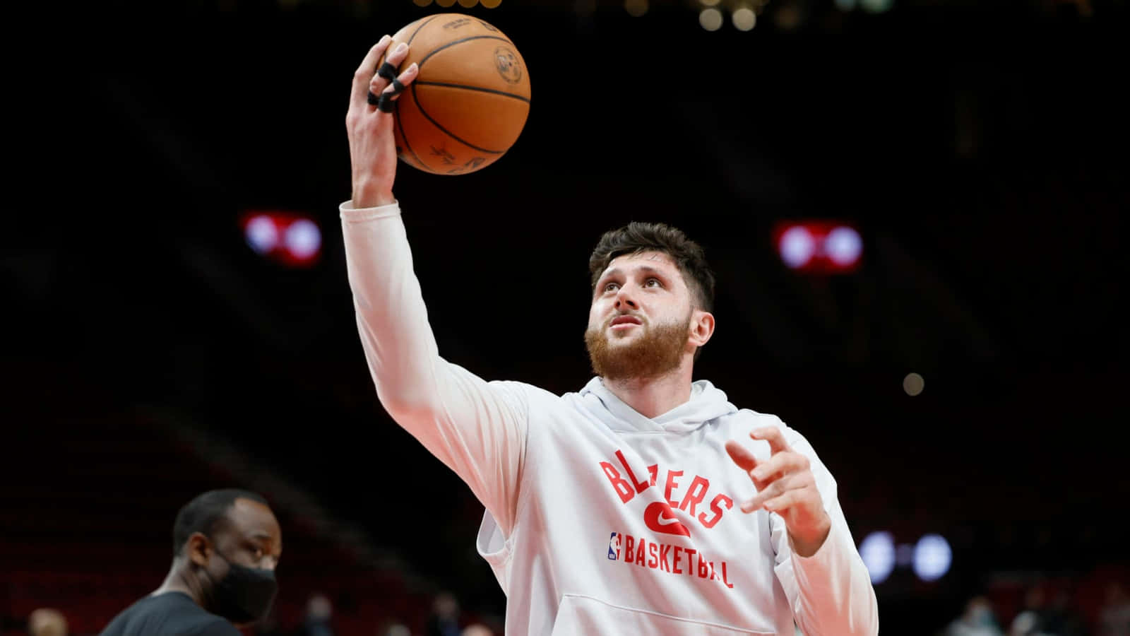 Bosnian Professional Basketball Player Jusuf Nurkic Layup Wallpaper