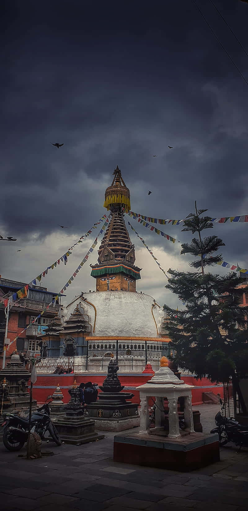 Boudhanath Stupa Dark Skies Wallpaper