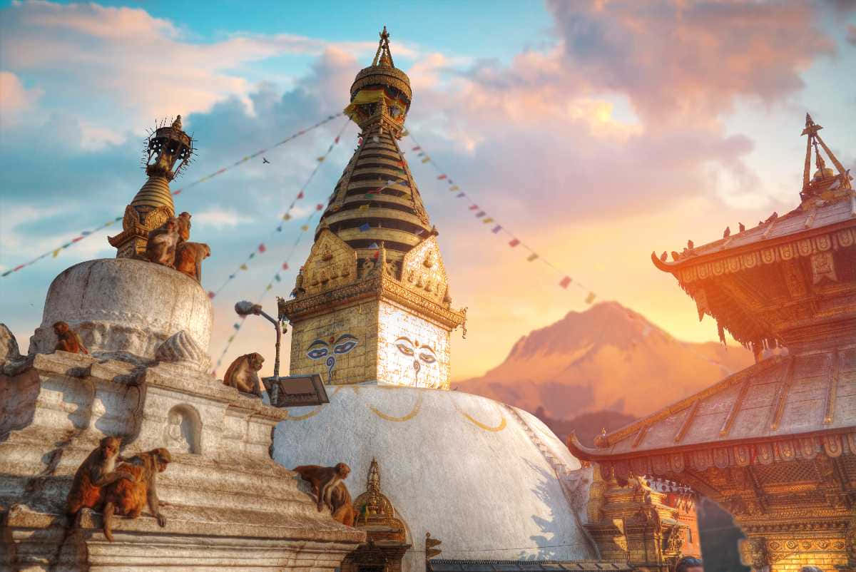 Boudhanath Stupa Digital Painting Wallpaper