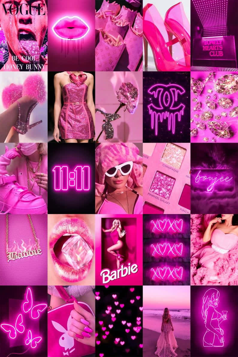 Boujee Fuchsia Collage Wallpaper