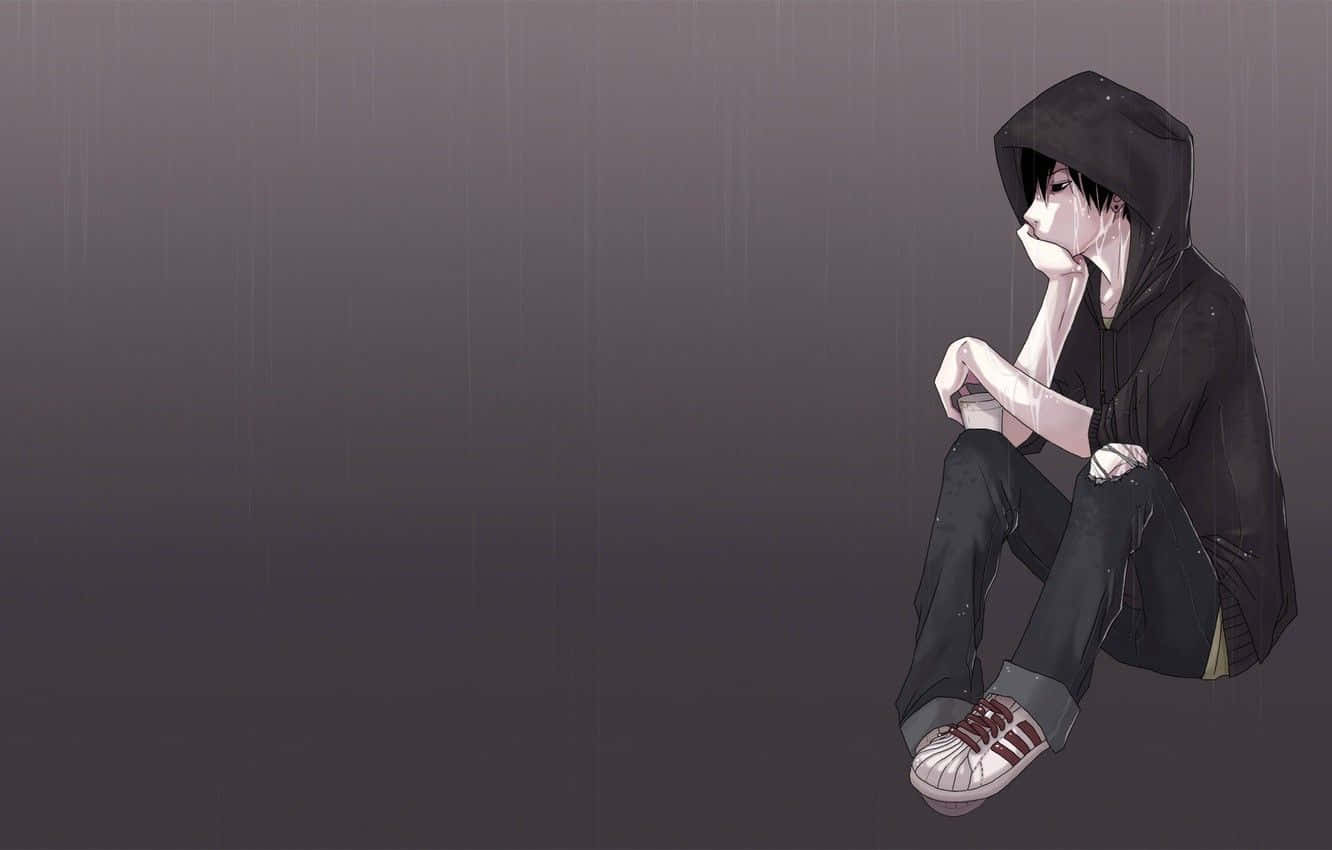 Boy Sitting In Hoodie Feel Booring Wallpaper