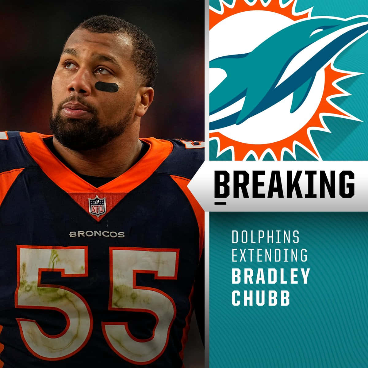 Bradley Chubb Miami Dolphins Graphic Design Wallpaper