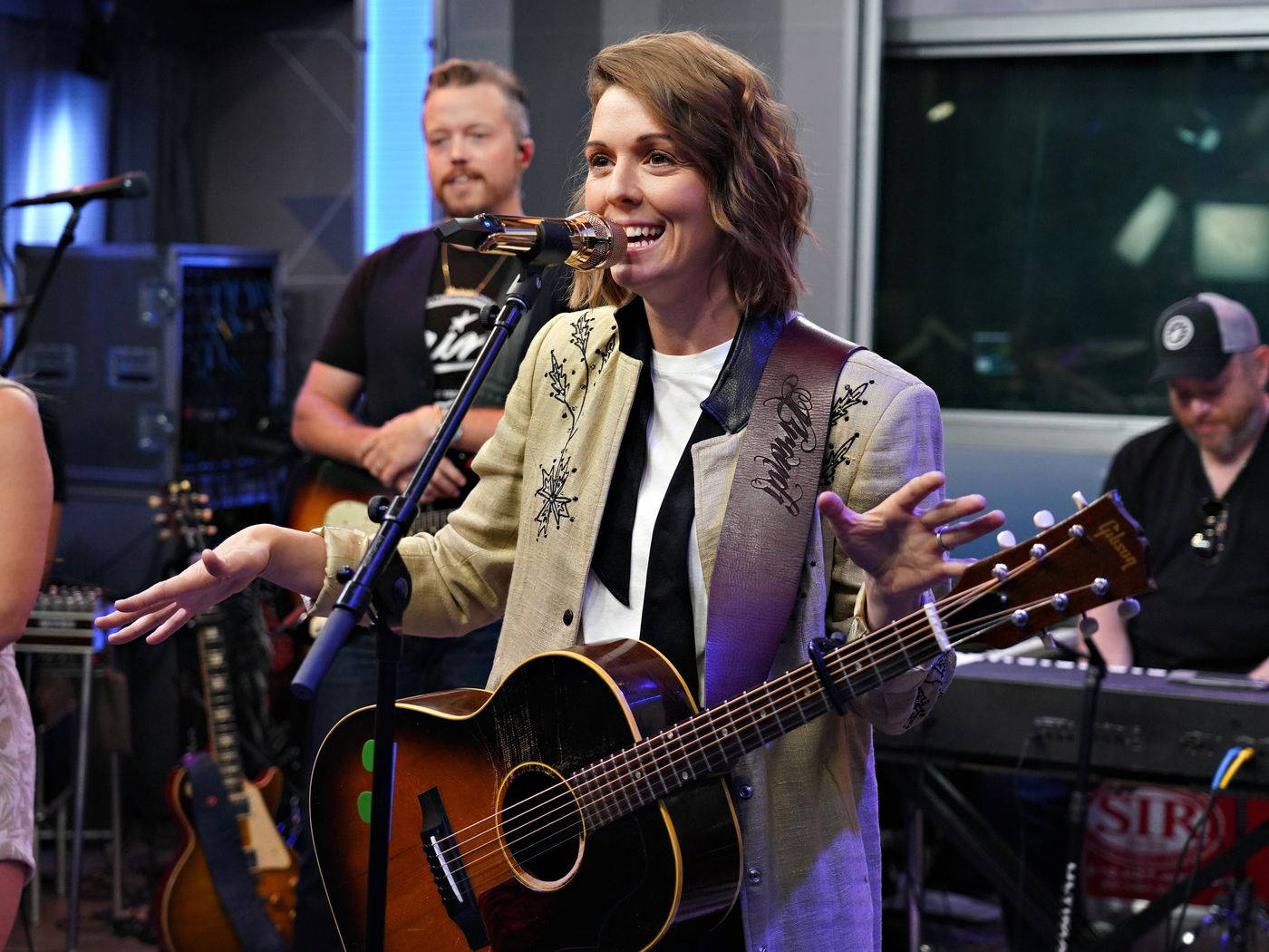 Brandi Carlile Delivering A Soulful Studio Performance Wallpaper