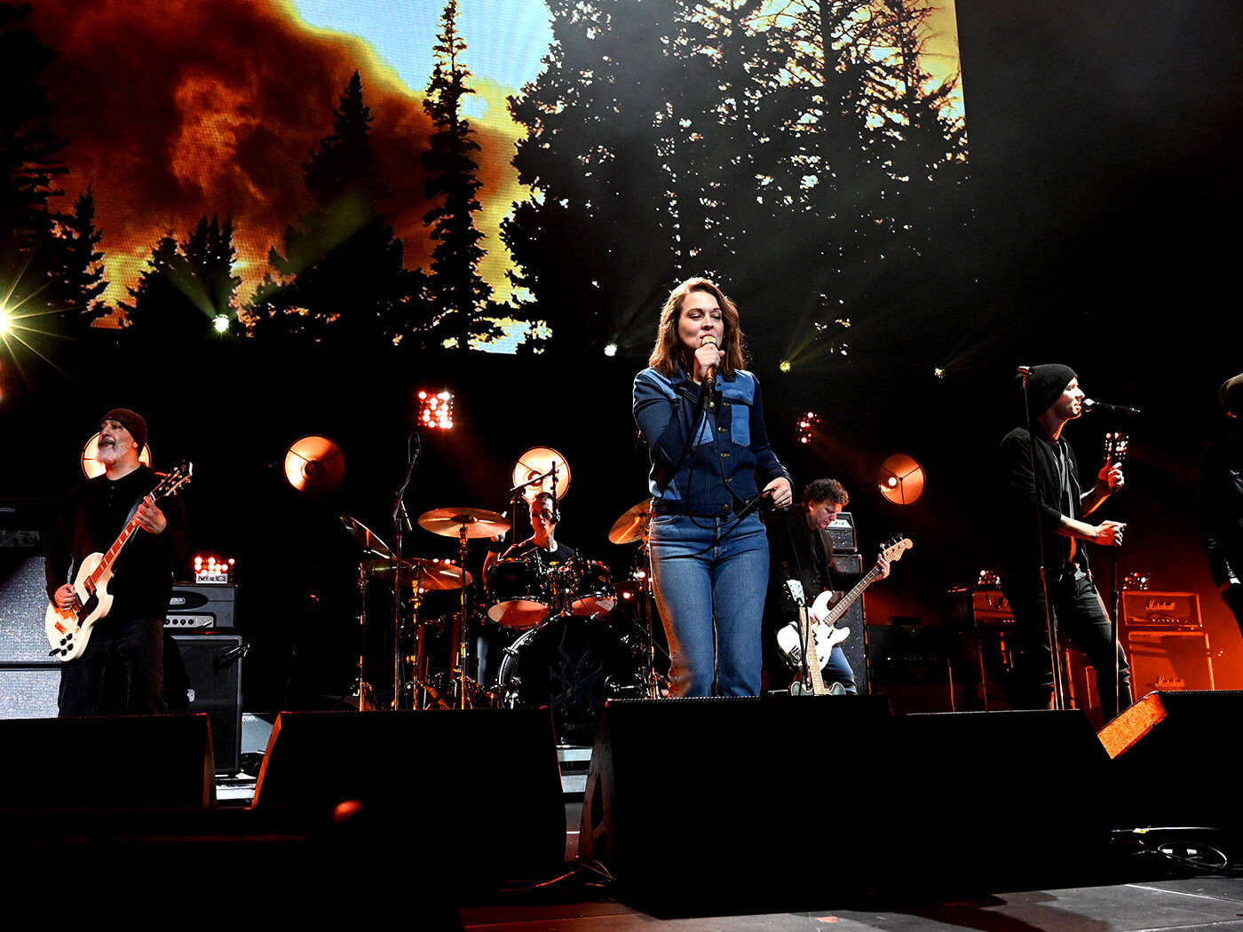 Brandi Carlile On Stage Performance Wallpaper