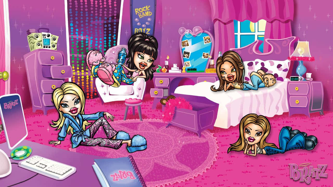 Bratz Dolls Cyber Y2 K Room Scene Wallpaper