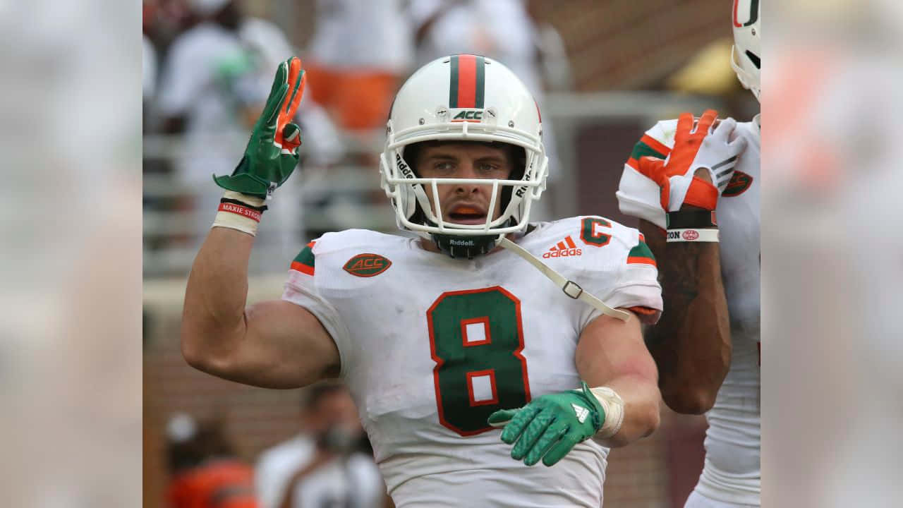 Braxton Berrios Miami Hurricanes Football Action Wallpaper