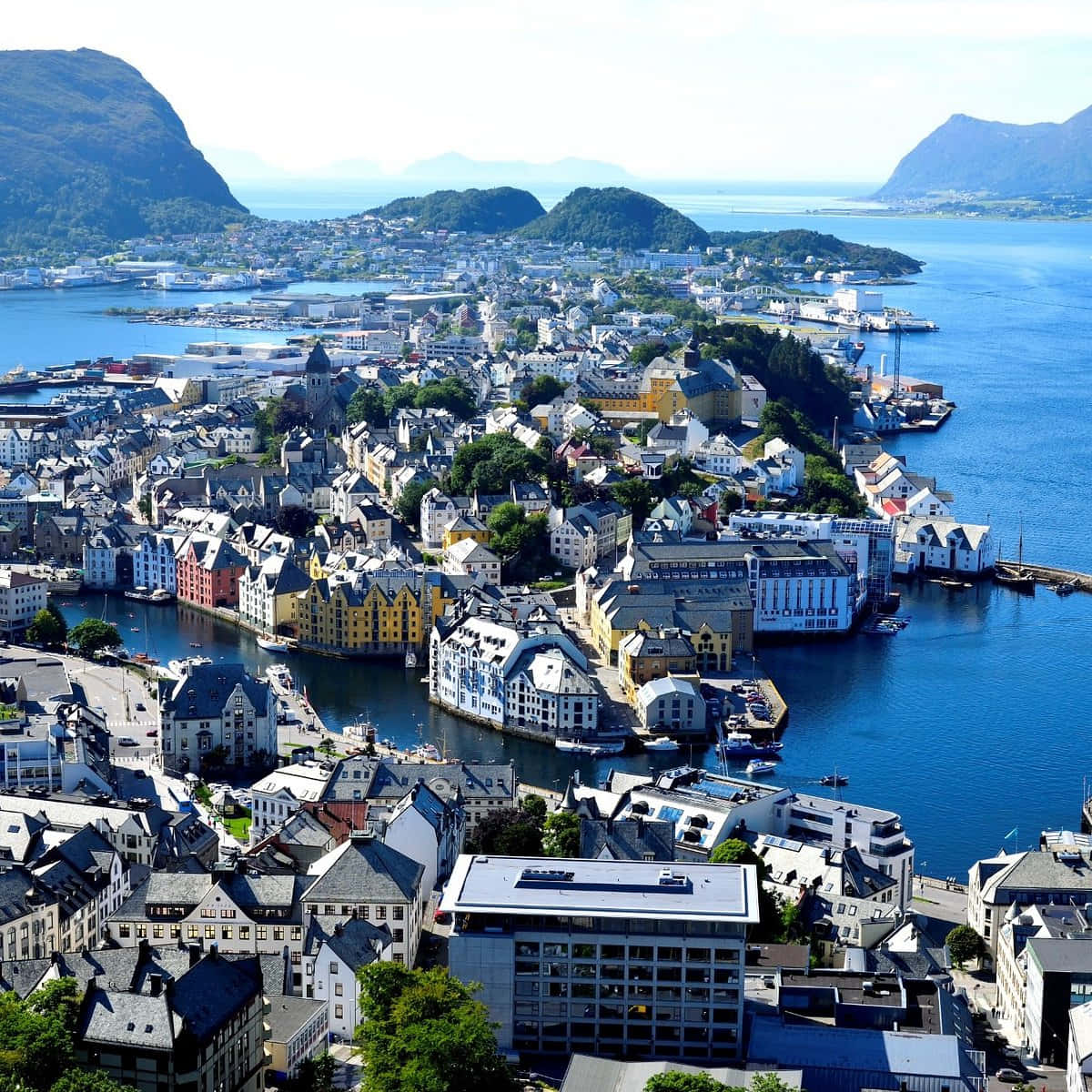 Breathtaking View Of Ålesund At Night Wallpaper