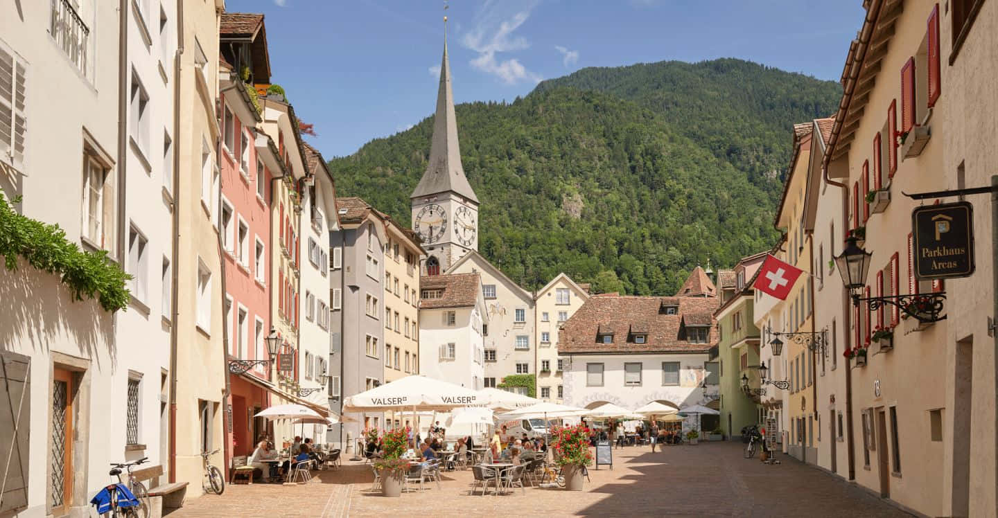 Breathtaking View Of Chur, Alpine City Landscape In Switzerland Wallpaper