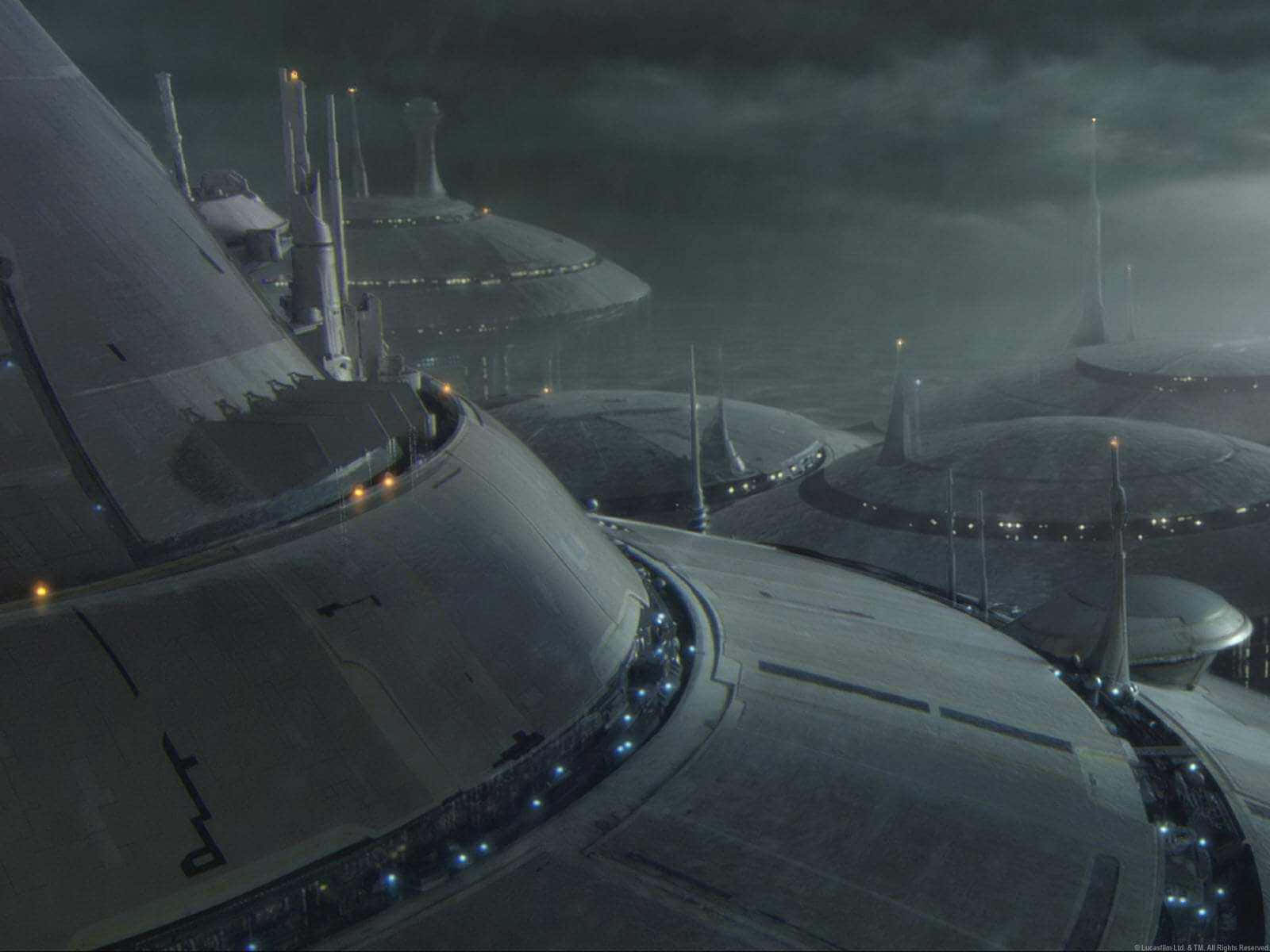 Breathtaking View Of Kamino City On A Stormy Night Wallpaper