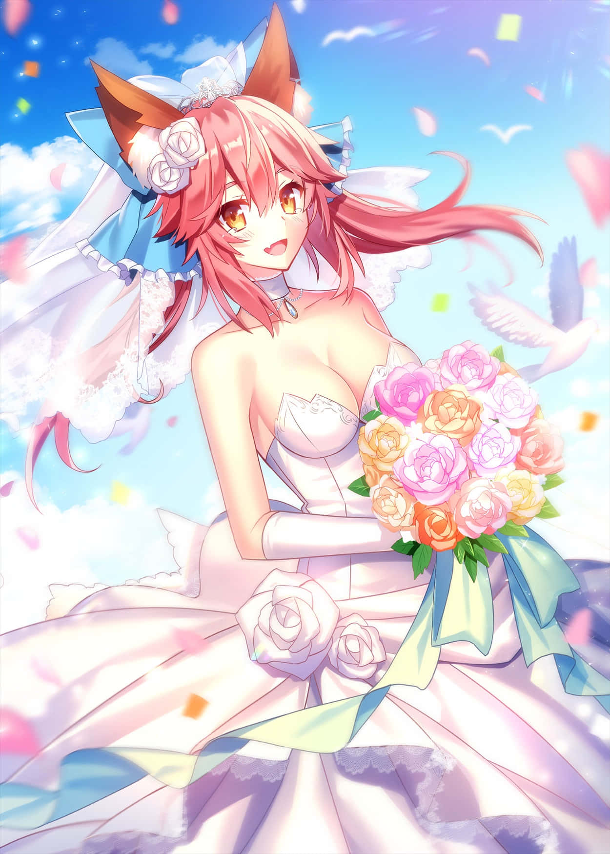 Bridal_ Tamamo_ No_ Mae_ F G O_ Artwork Wallpaper