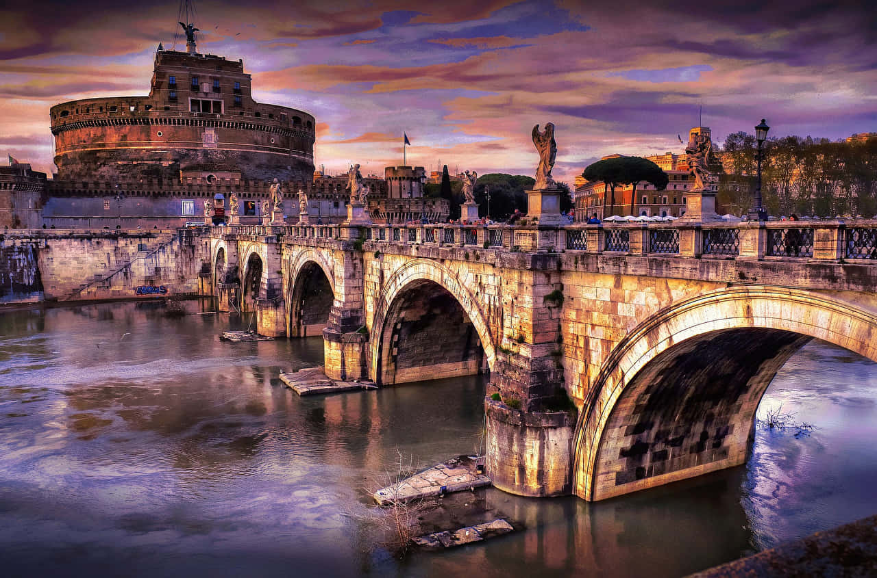 Bridge Of St Angelo At Castel Santangelo Wallpaper