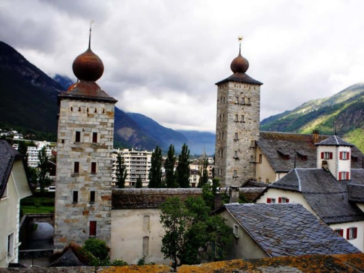 Brig_ Historic_ Towers_ Switzerland Wallpaper