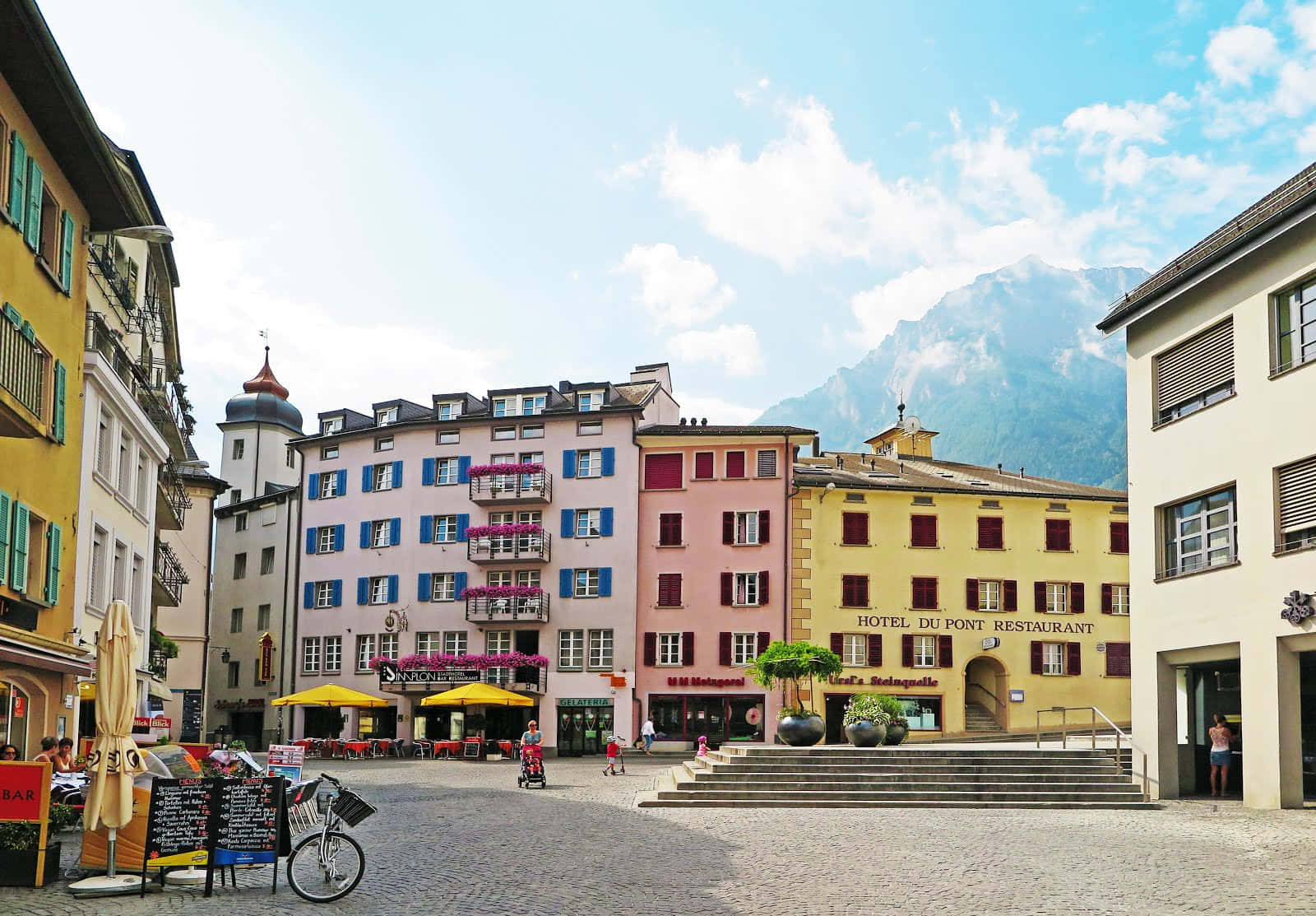 Brig Switzerland Town Square Scenery Wallpaper