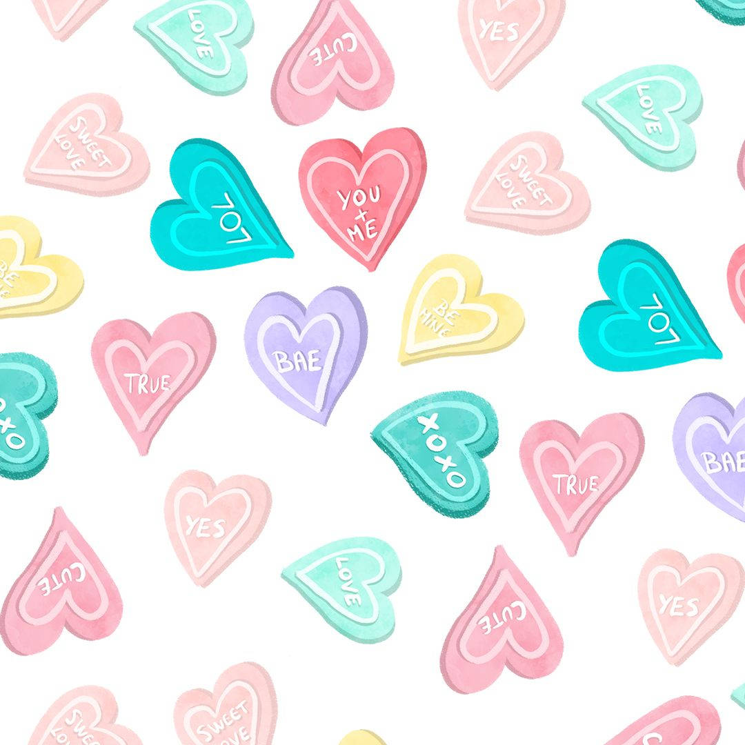 Bright Valentine's Hearts Pattern Wallpaper