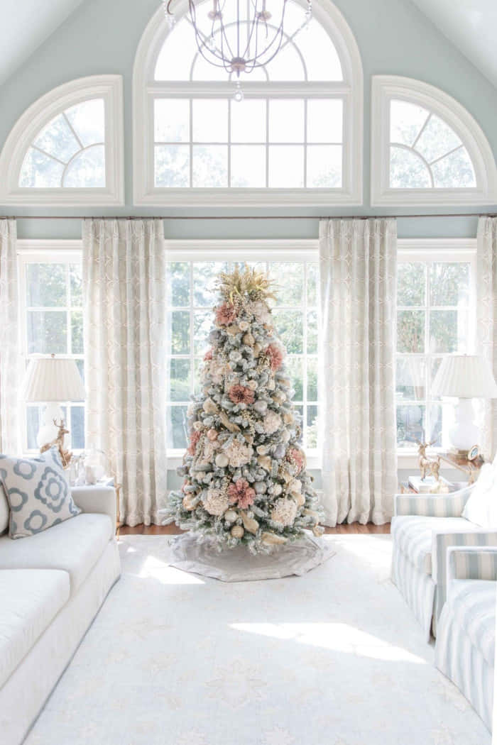 Bring A Touch Of Softness To This Christmas With A Beautiful Pink Christmas Tree. Wallpaper