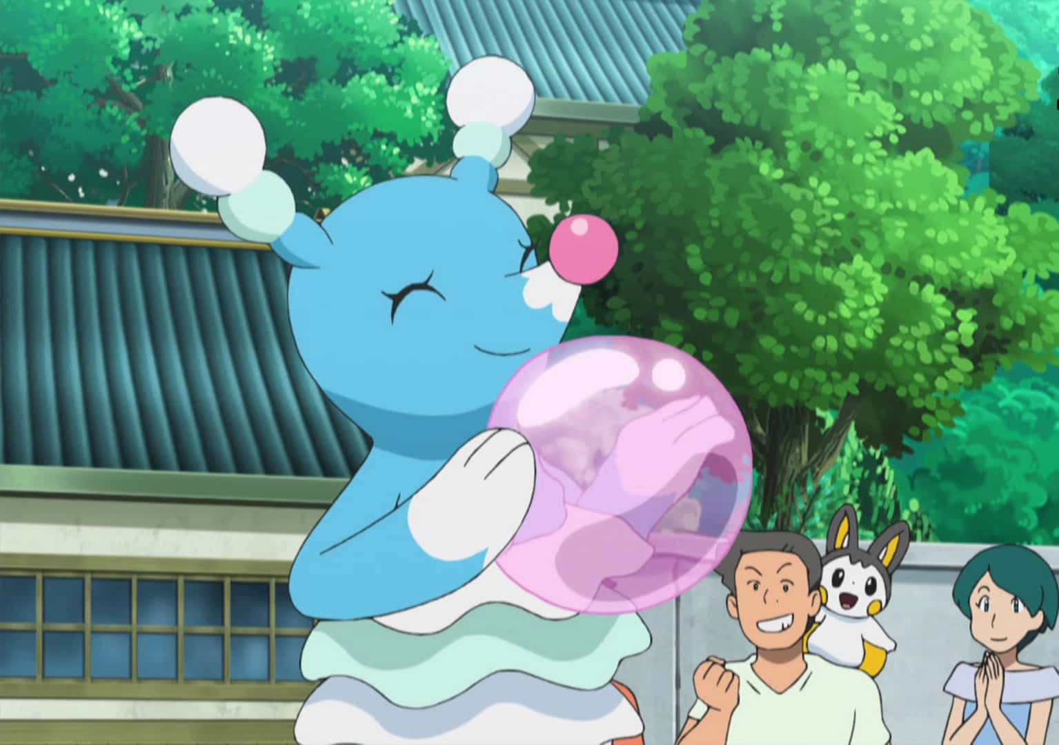 Brionne Holding A Pink Bubble Wallpaper