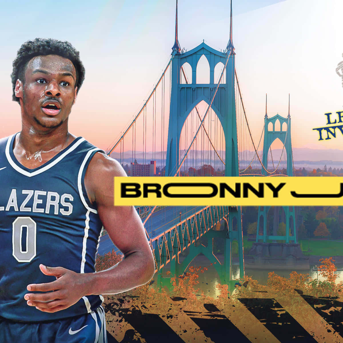 Bronny James With Golden Gate Bridge Background Wallpaper