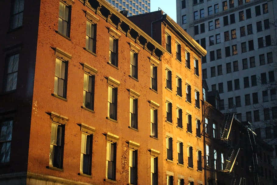 Brownstone Building Exterior Wallpaper