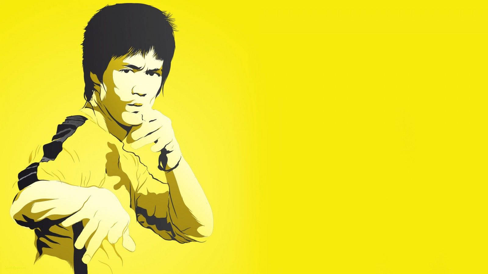 Bruce Lee Exhibiting Mastery In Yellow Dress Wallpaper