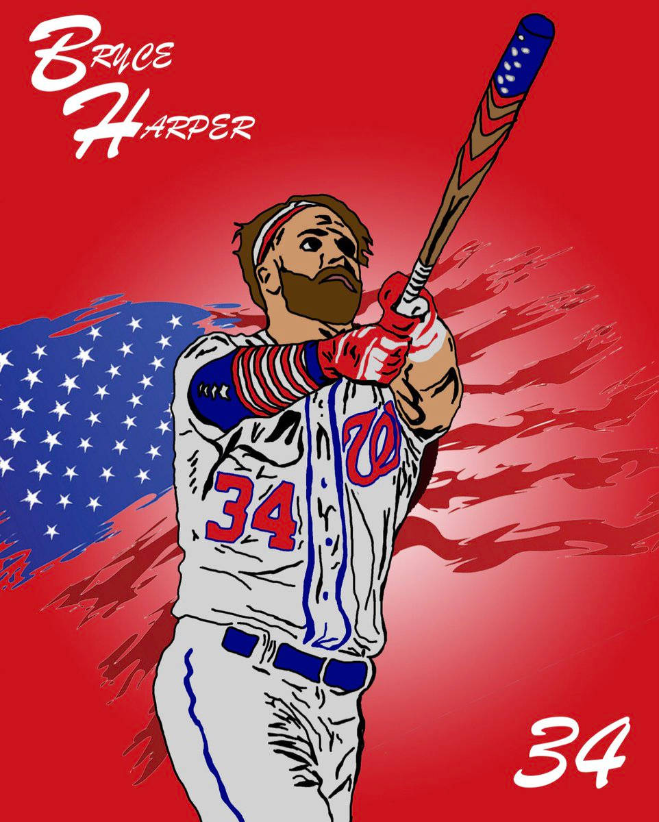 Bryce Harper Us Flag Wallpaper