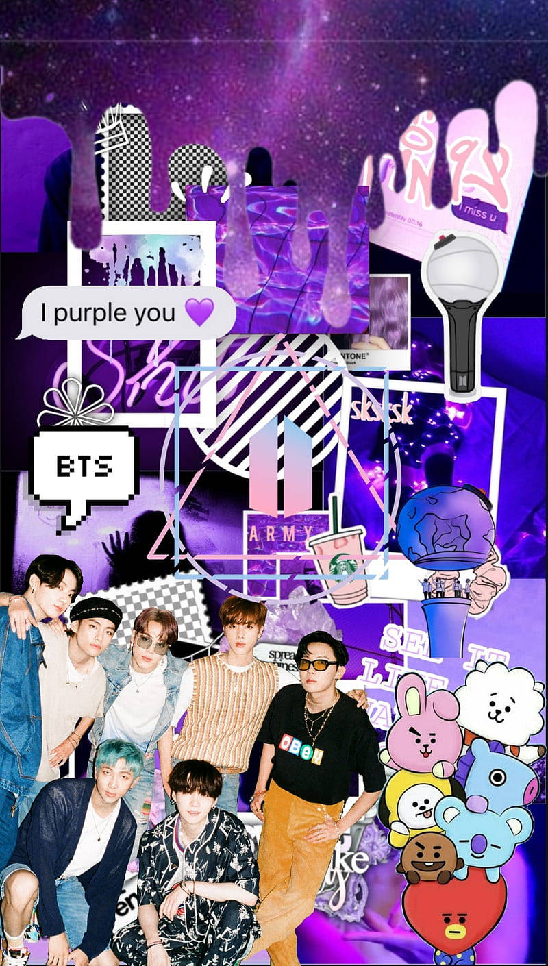 Bts Aesthetic Bt21 Purple Wallpaper