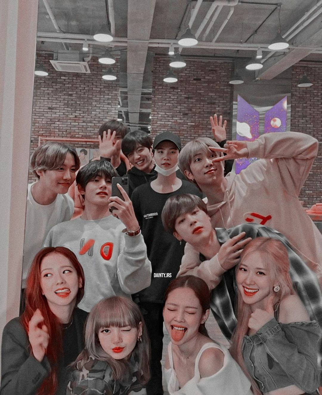 Bts And Blackpink Mirror Selfie Wallpaper