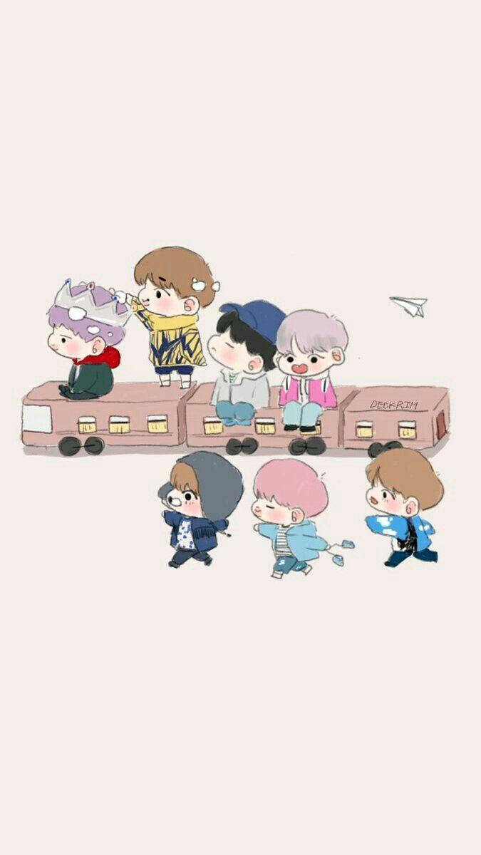 Bts Anime Chibi Style Wallpaper