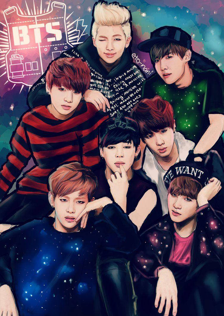 Bts Anime Galaxy Wallpaper