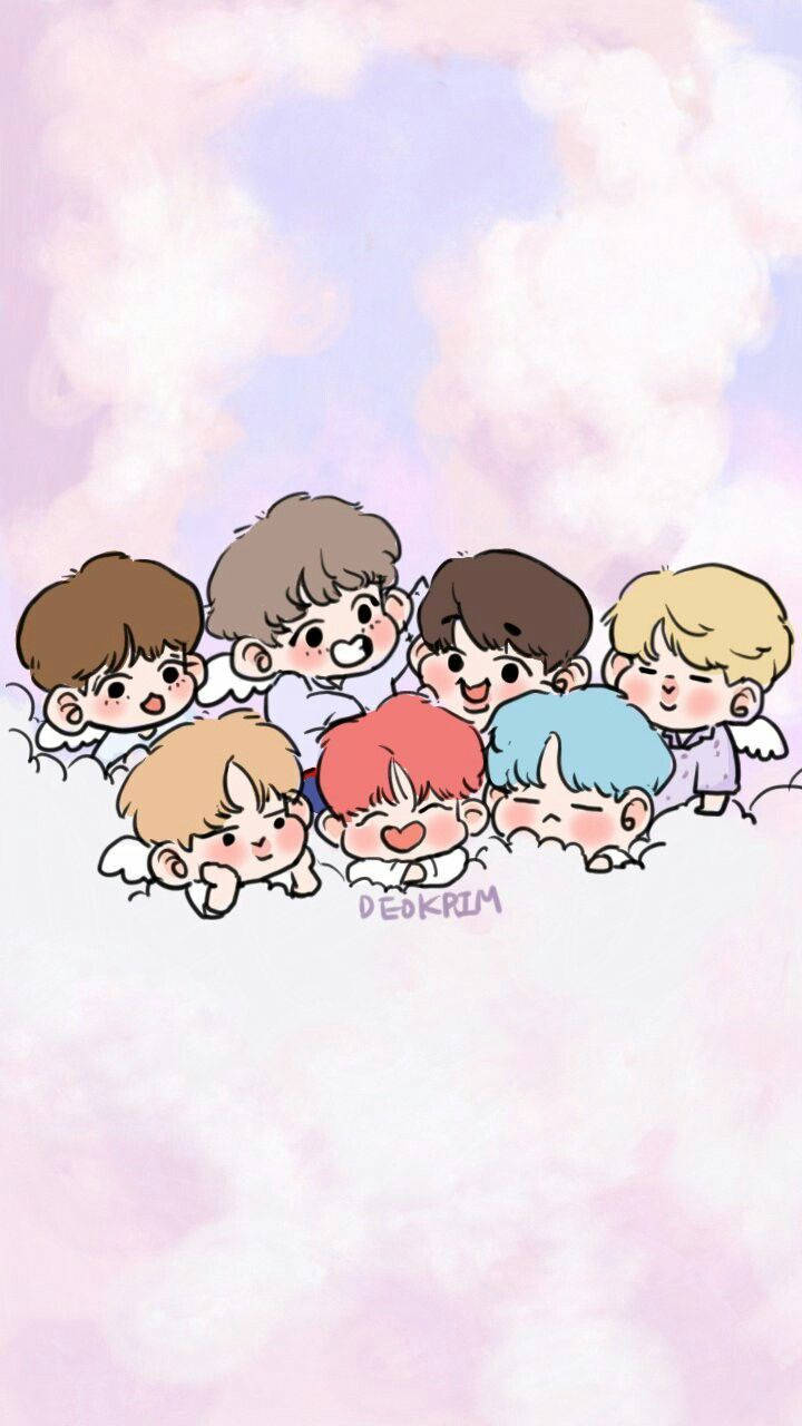 Bts Cartoon Angels Wallpaper