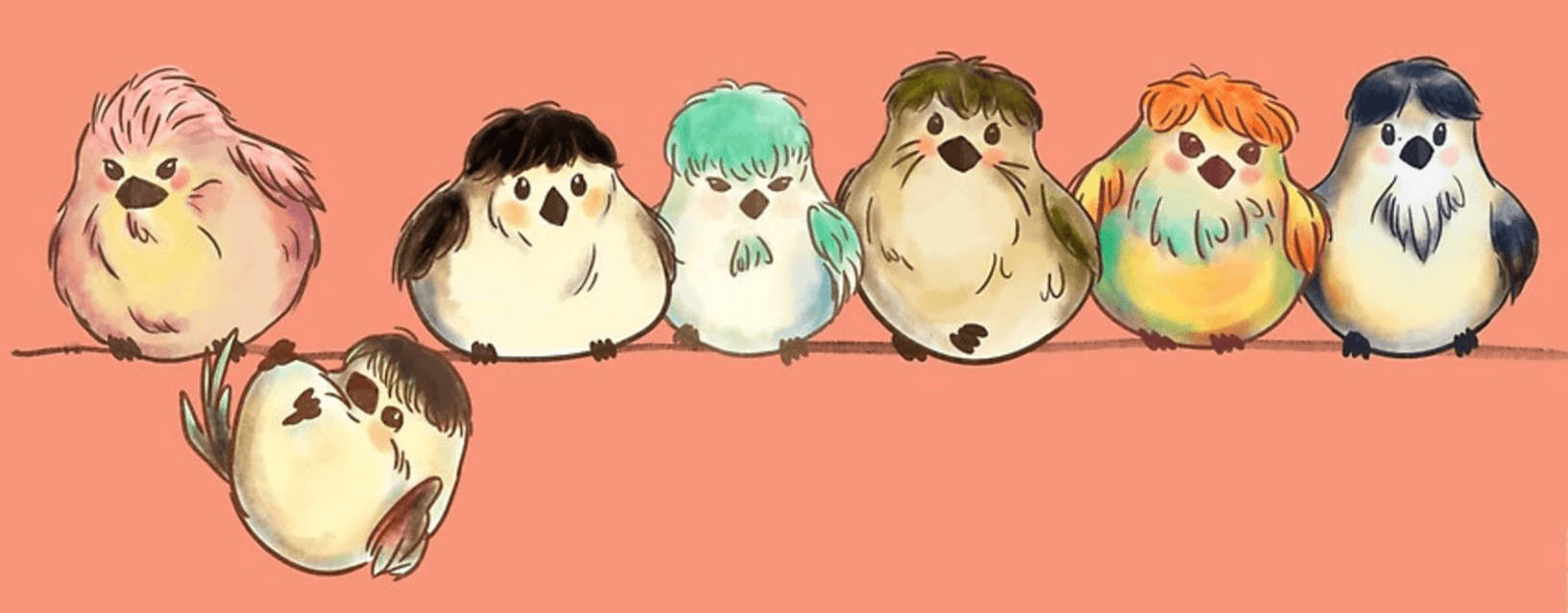 Bts Cartoon Birds Wallpaper