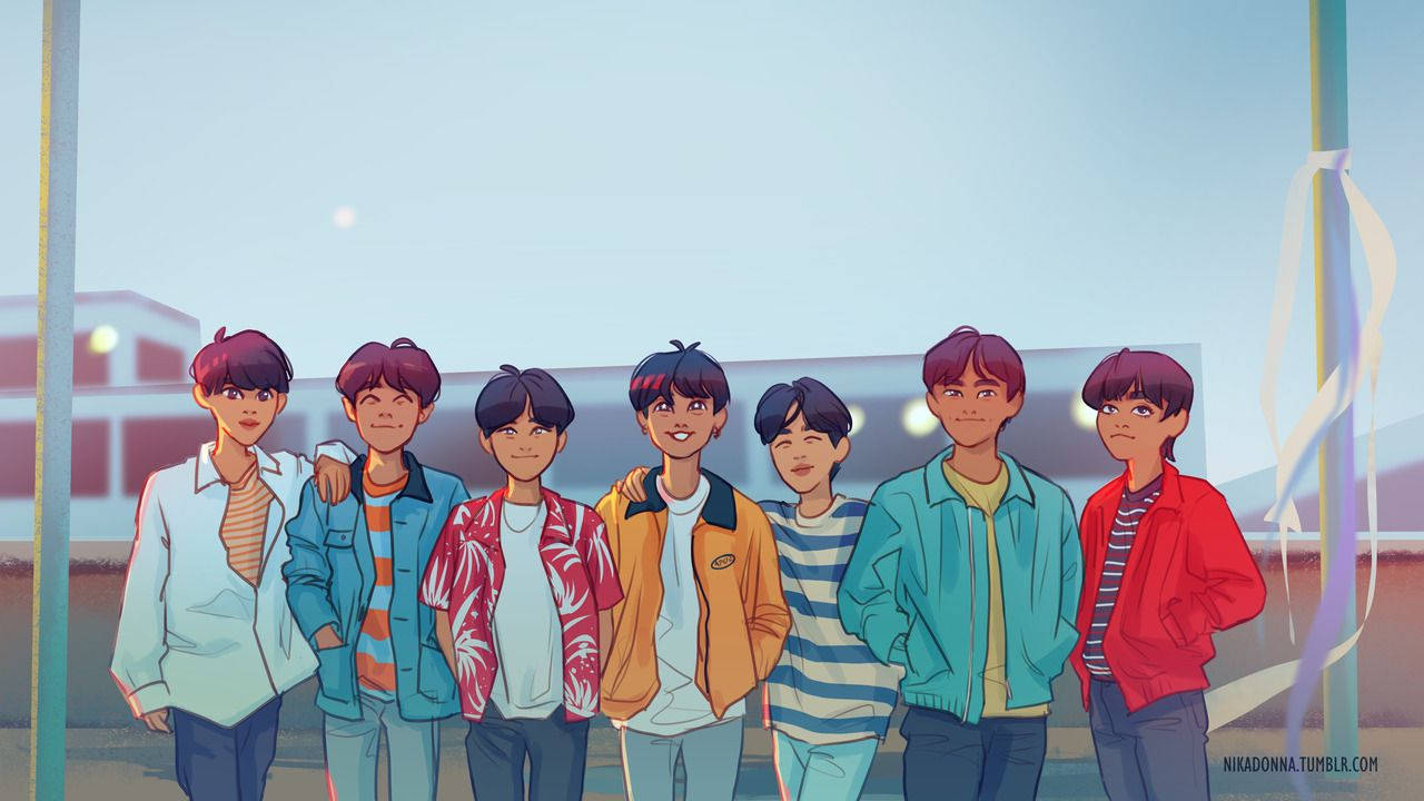 Bts Cartoon Euphoria Wallpaper