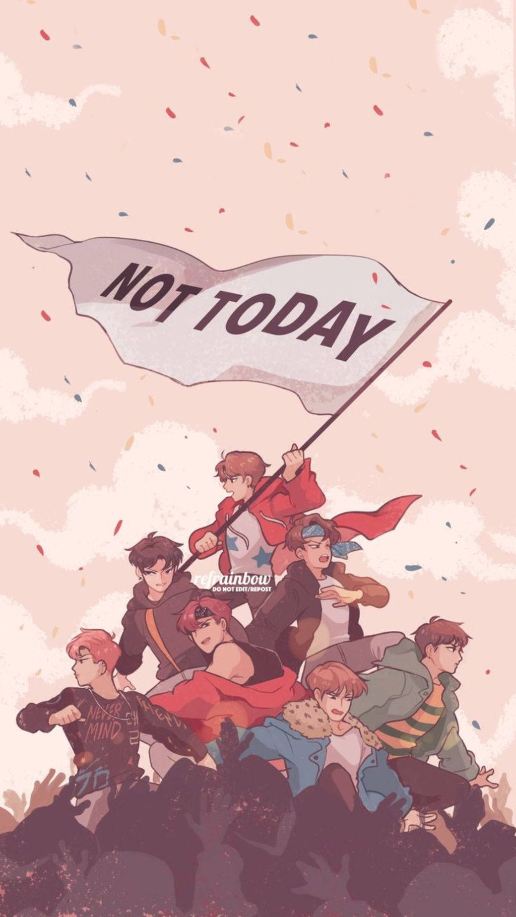 Bts Cartoon Not Today Wallpaper