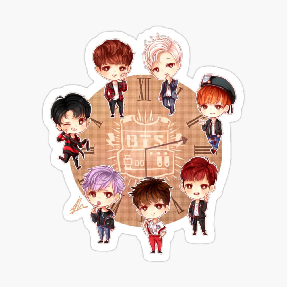 Bts Chibi Clock Wallpaper