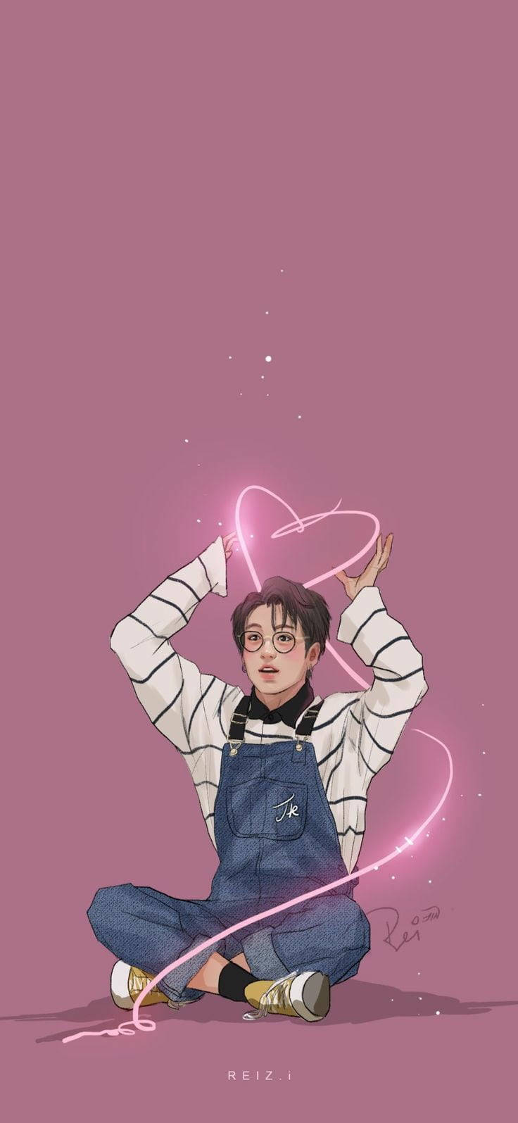 Bts Jung Kook Cute Cartoon Heart Wallpaper