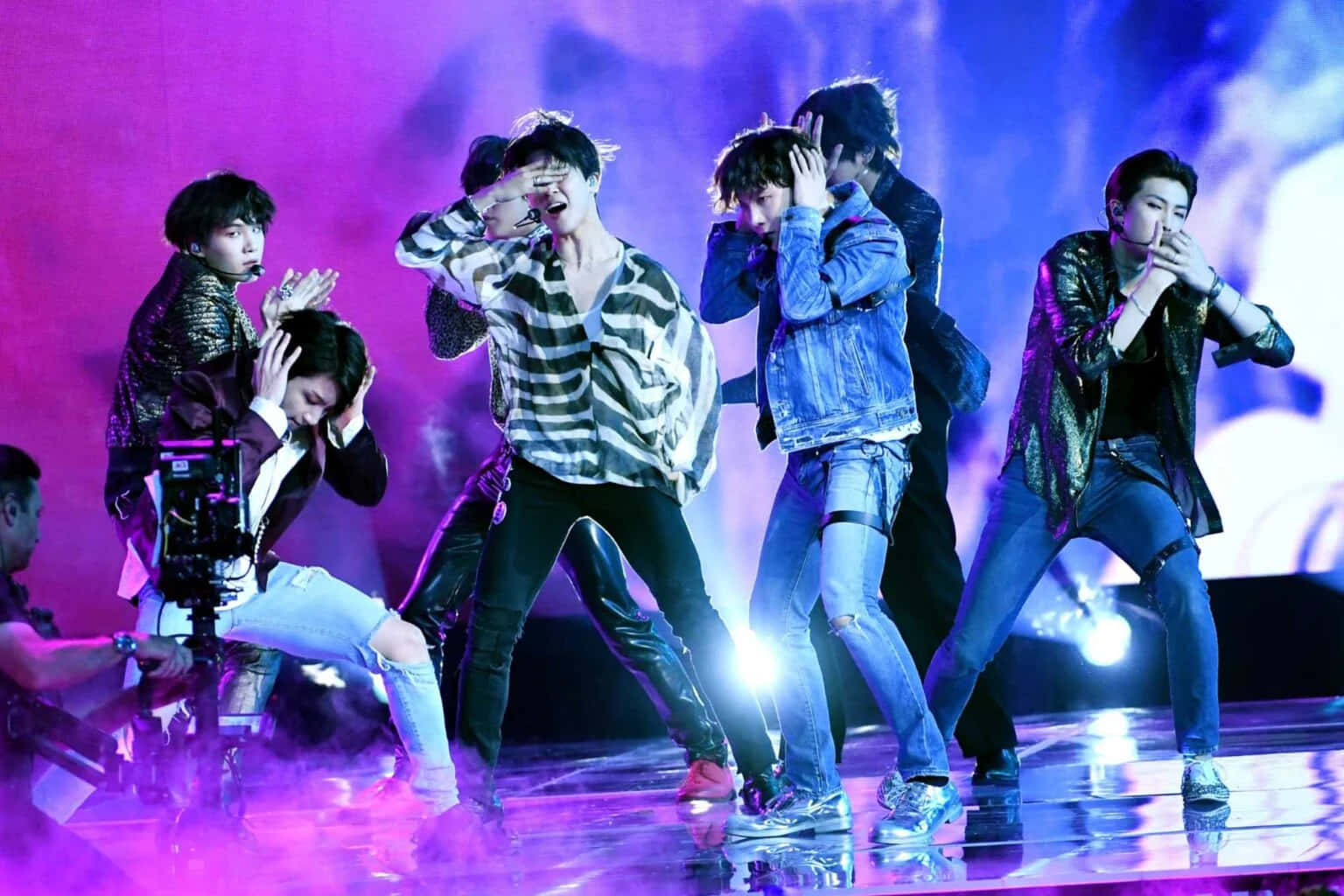 Bts Performing Live On Stage Wallpaper