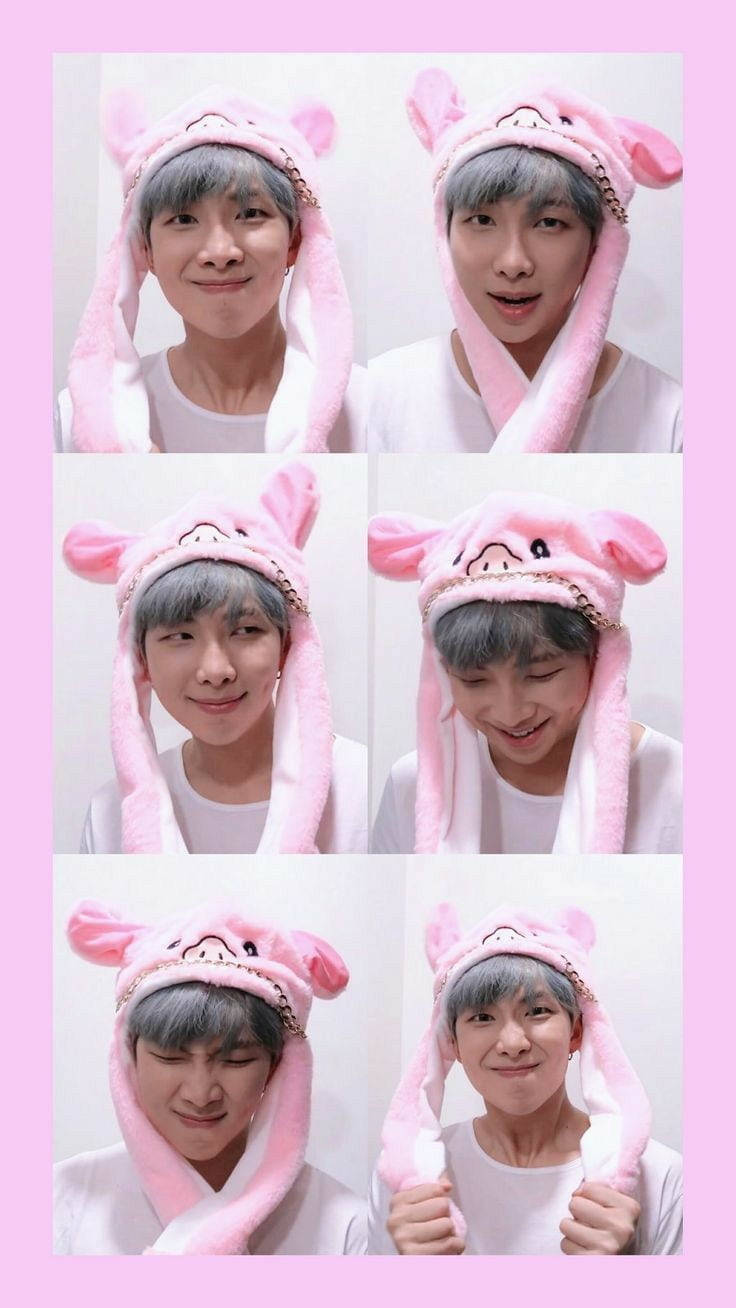 Bts Rm Cute Pink Bunny Wallpaper