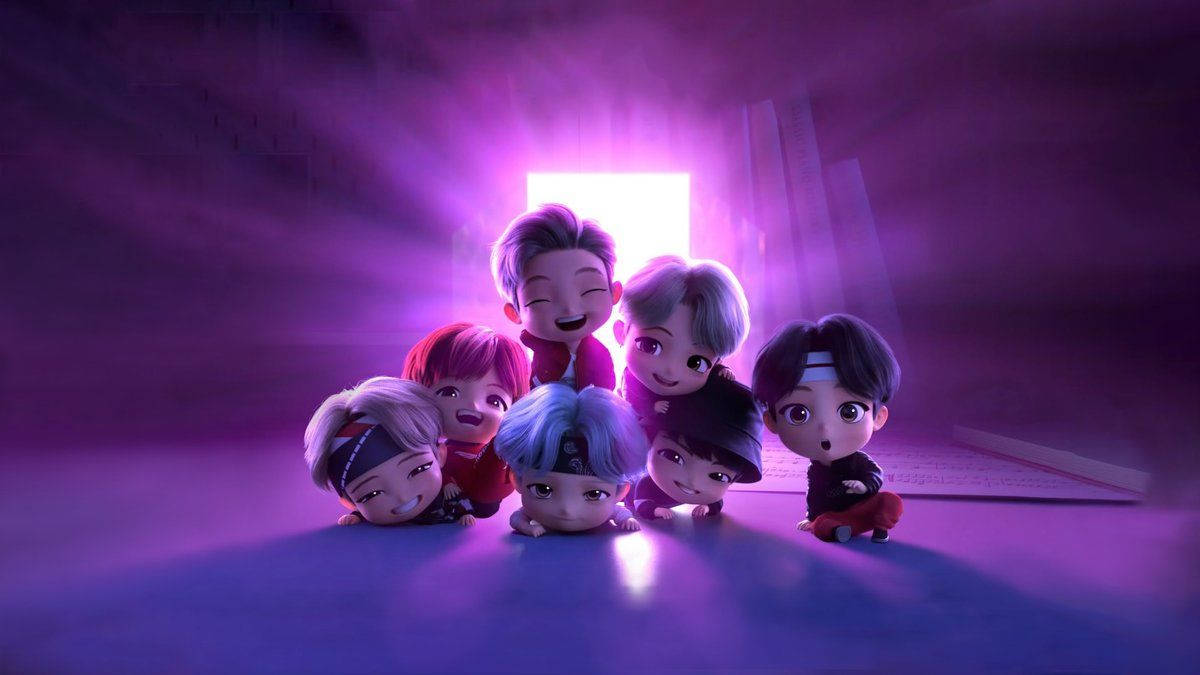 Bts Tinytan Purple Light Laptop Wallpaper