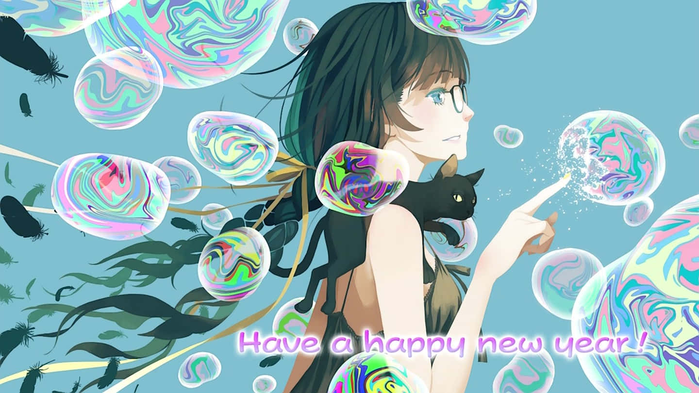 Bubble Anime Happy New Year Poster Wallpaper