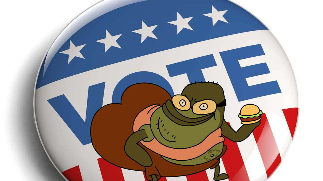 Bubble Bass From Spongebob Squarepants Enjoying A Burger In Bikini Bottom Wallpaper