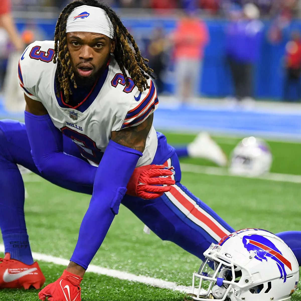 Buffalo Bills Player Stretching On Field Wallpaper