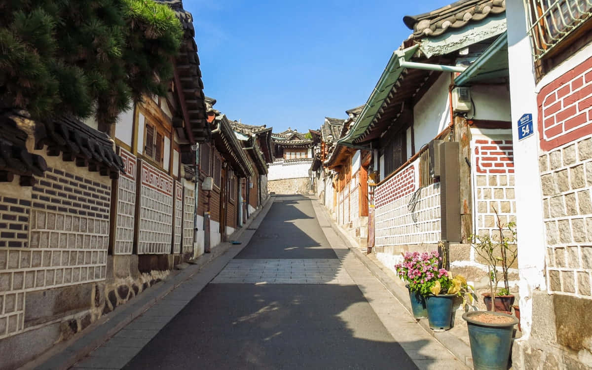 Bukchon Hanok Village Traditional Korean Street Wallpaper