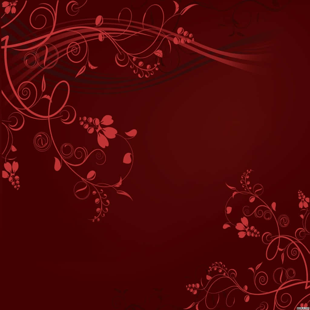 Burgundy Floral Design Aesthetic Wallpaper