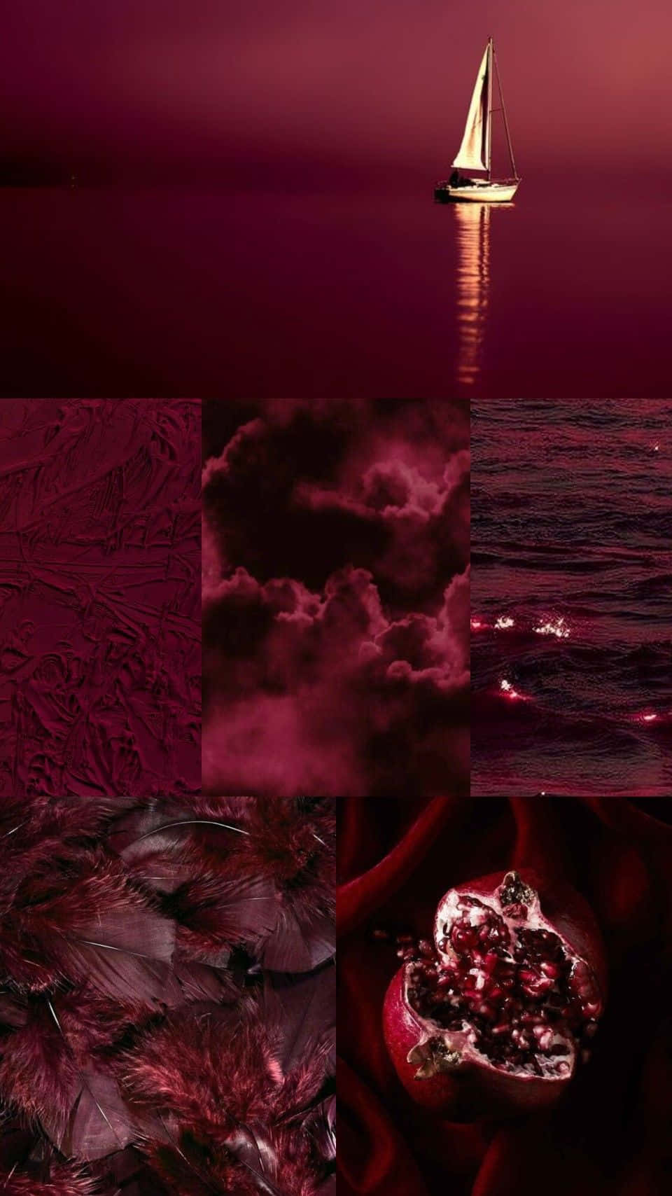 Burgundy Maroon Aesthetic Collage Wallpaper