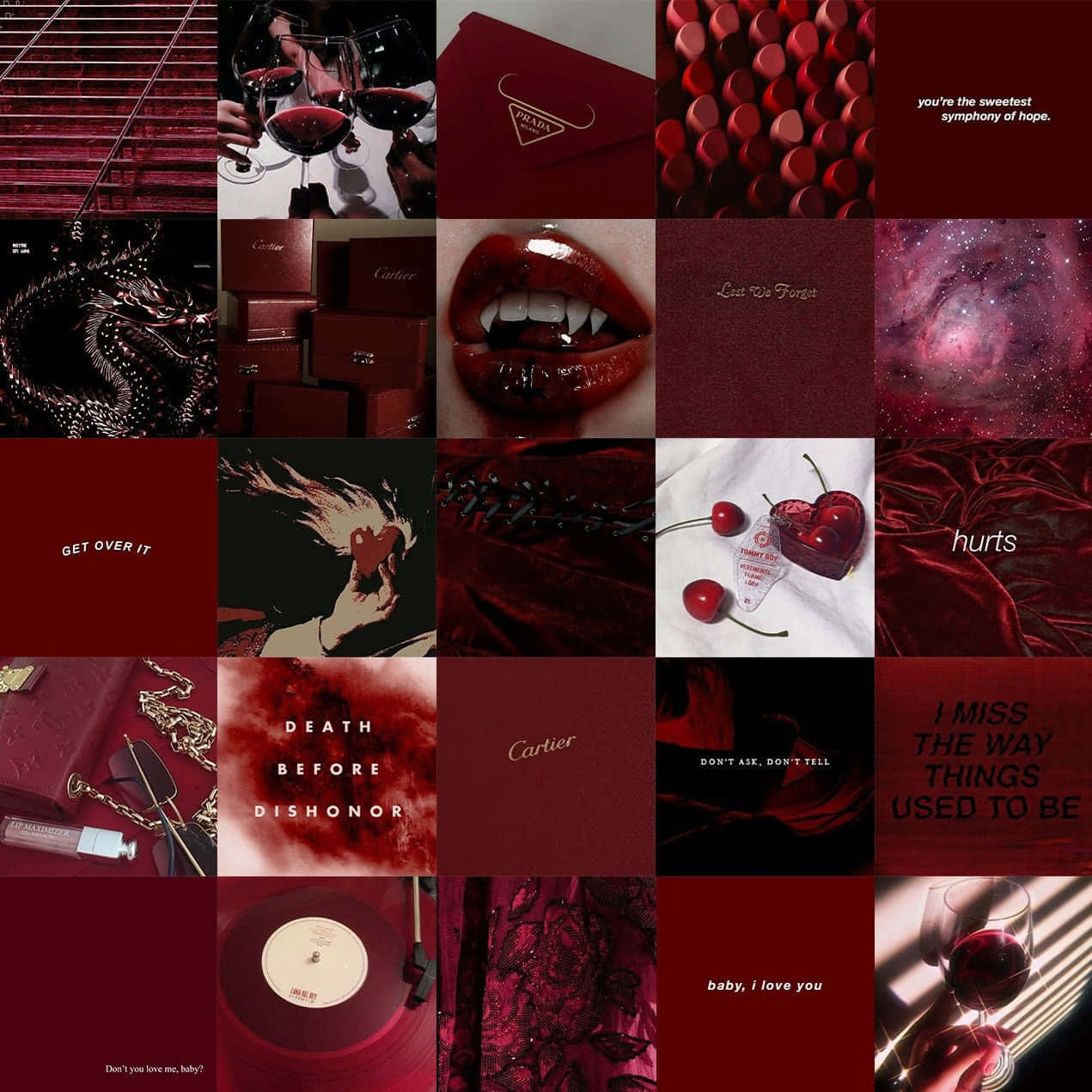 Burgundy Maroon Aesthetic Collage.jpg Wallpaper