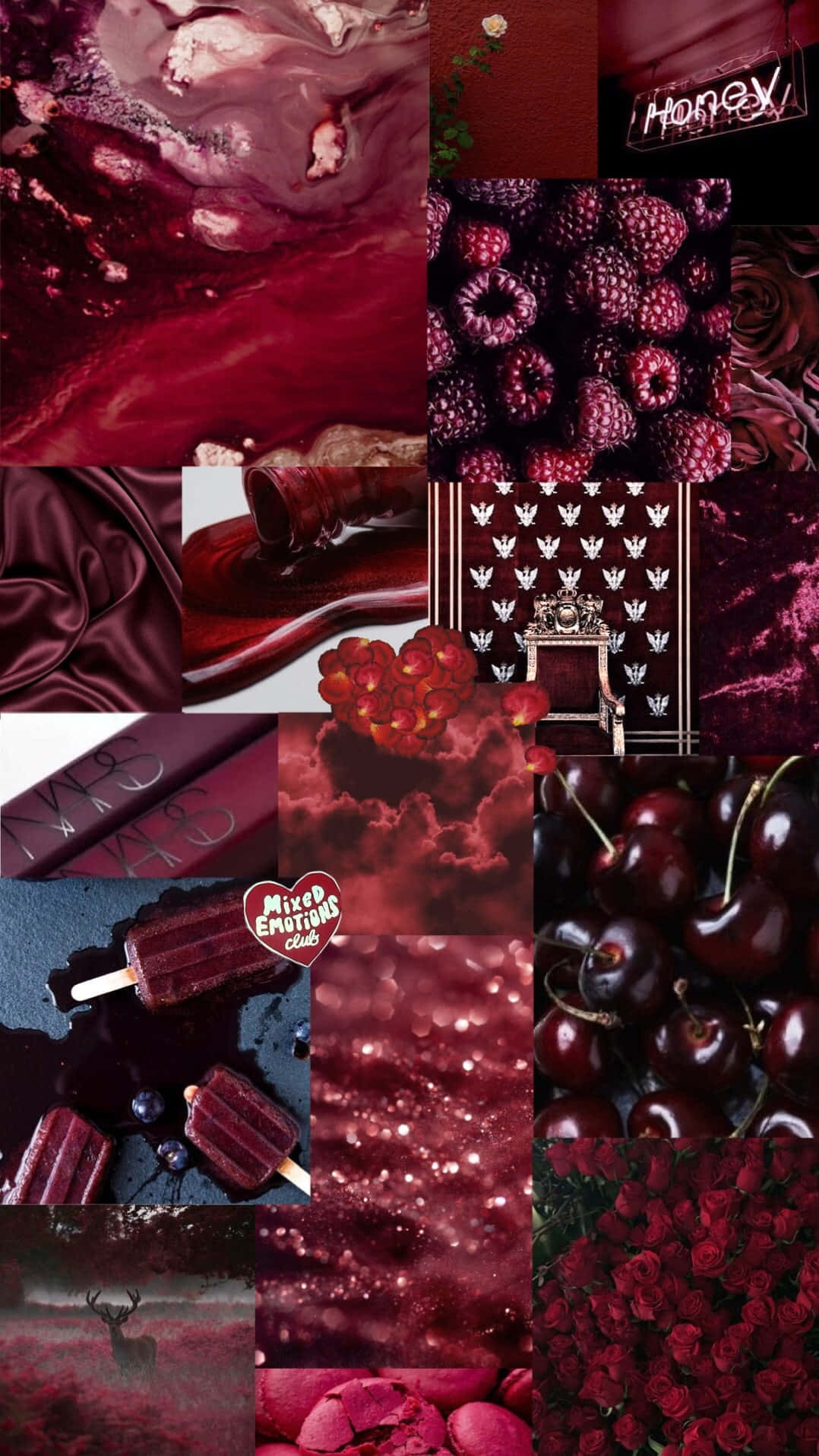 Burgundy Maroon Aesthetic Collage Wallpaper