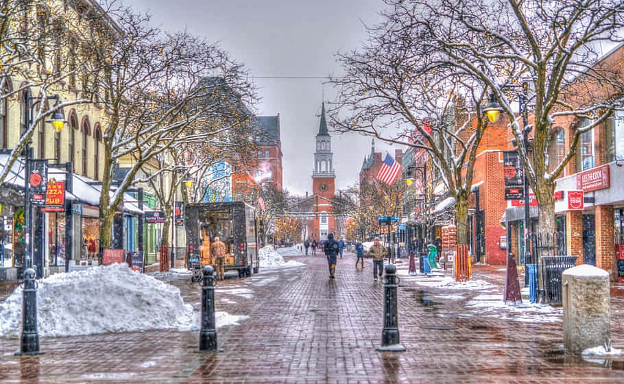 Burlington Winter Church Street Marketplace Wallpaper