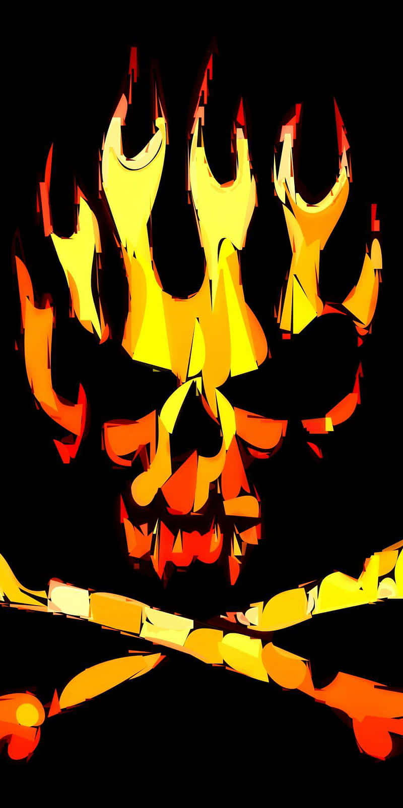 Burn Bright And Fierce With This Red Flame Skull Wallpaper